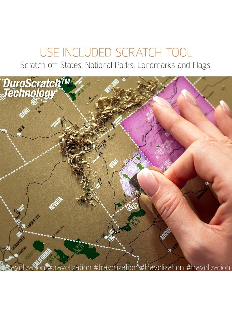 Travelization Travelization 24 Magnetic Poster Hanger Frame  24x17 Scratch Off Map of the United States National Parks Deluxe Edition  - Image 3