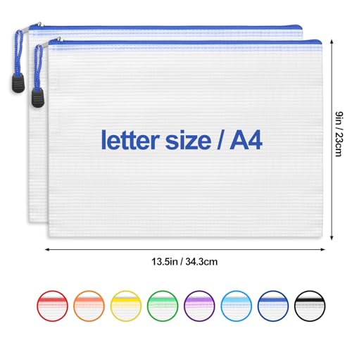 EOOUT 24pcs Mesh Zipper Pouch Bags, A4 Zipper Bags for Organizing Storage, Waterproof Zipper Pouches, Letter Size, File Bags for School, Toys, Puzzle, Board Games and Office Supplies - Image 2