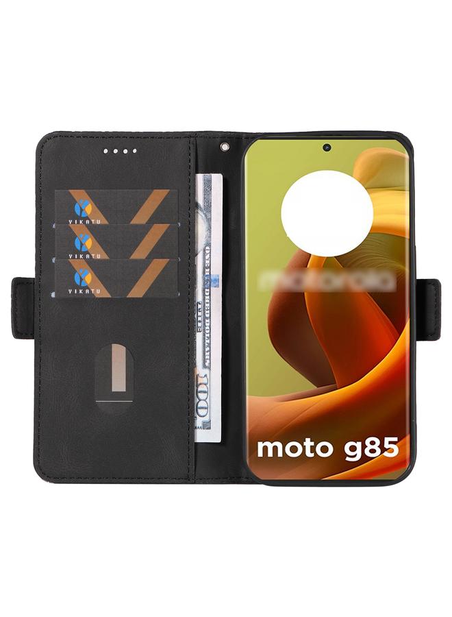 S-TOP Case For Motorola Moto G85 Dual-color Rhombic Lattice Leather Phone Case - Image 4