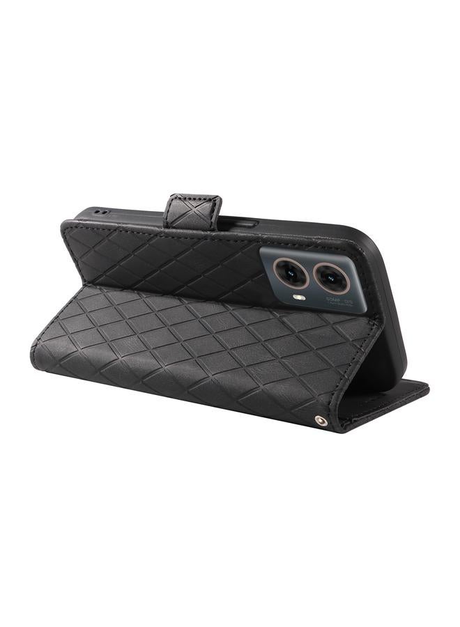 S-TOP Case For Motorola Moto G85 Dual-color Rhombic Lattice Leather Phone Case - Image 5