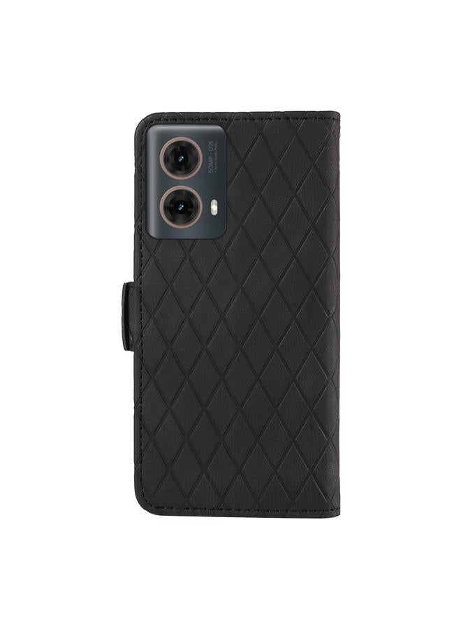 S-TOP Case For Motorola Moto G85 Dual-color Rhombic Lattice Leather Phone Case - Image 3