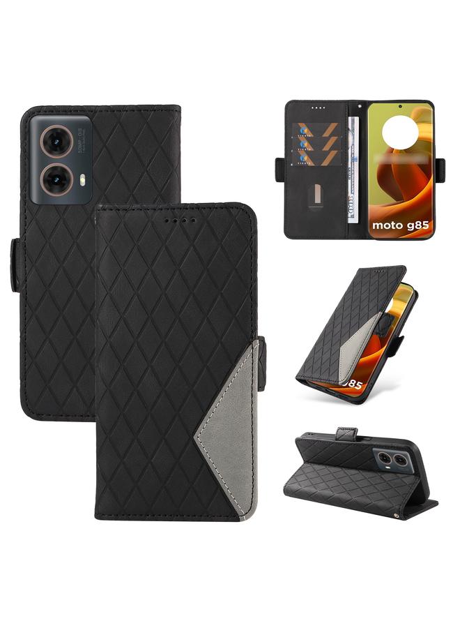 S-TOP Case For Motorola Moto G85 Dual-color Rhombic Lattice Leather Phone Case - Image 1