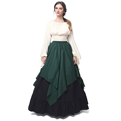 NSPSTT Nuotuo Women Medieval Dress Gothic Victorian Fancy Dresses(Large, DarkGreen&Black) GC229C-L - Image 1