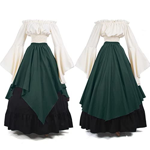 NSPSTT Nuotuo Women Medieval Dress Gothic Victorian Fancy Dresses(Large, DarkGreen&Black) GC229C-L - Image 4
