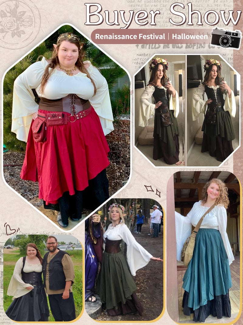 NSPSTT Nuotuo Women Medieval Dress Gothic Victorian Fancy Dresses(Large, DarkGreen&Black) GC229C-L - Image 3