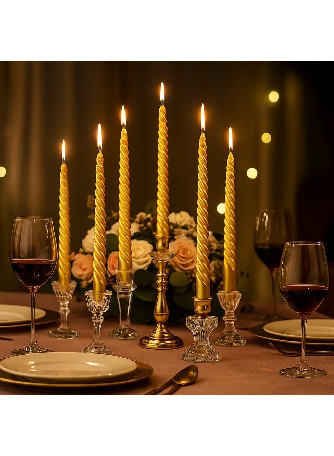 Home Care 12 قطعة شموع معدنية حلزونية مزخرفة ذهبية أنيقة لحفلات الزفاف، الحفلات وديكور المنزل - Image 2