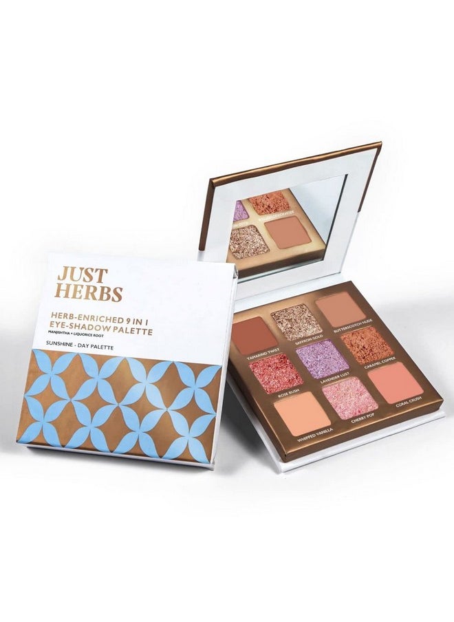 Just Herbs Eyeshadow Palette 9 In 1 Long Lasting Blendable Eye Makeup Palette (Sunshine - Day Palette)  - Image 1