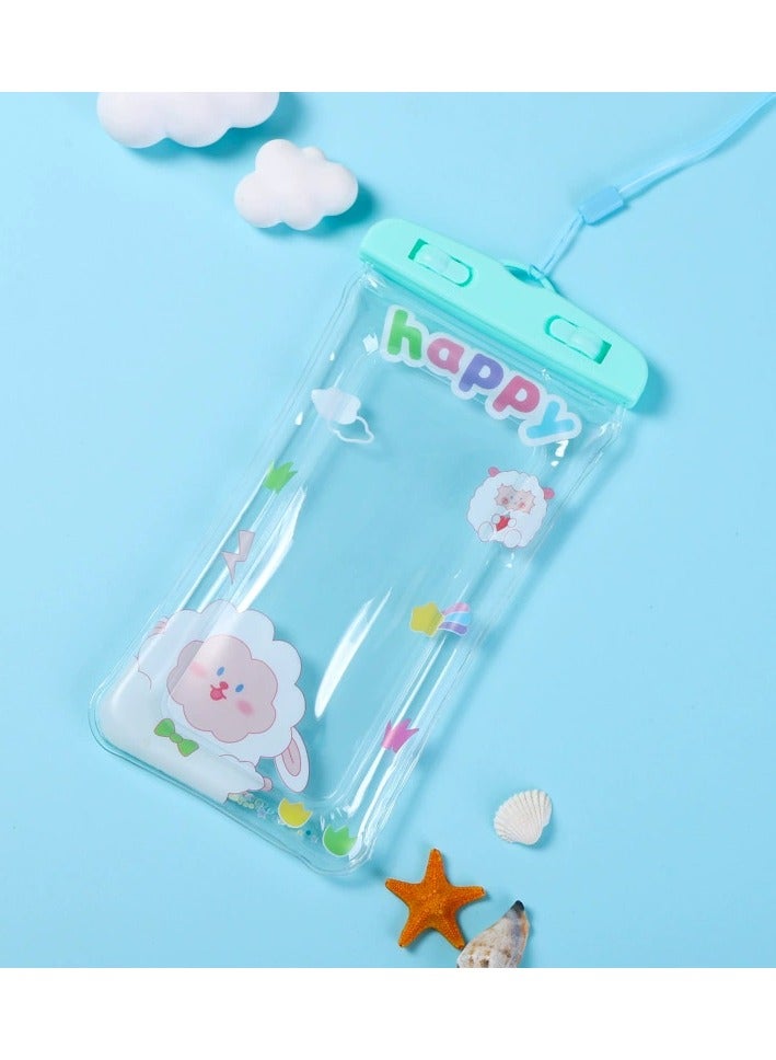 Goolsky Cute Cartoon Transparent Waterproof Phone Pouch with Touchscreen Bubble Sand Shockproof Swim Diving Case - Image 2