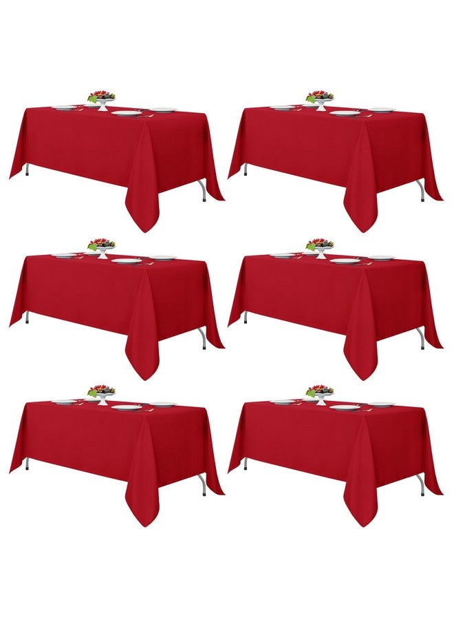 Fitable Red Tablecloths for Rectangle Tables, 6 Pack - 70 x 120 Inches - Reusable and Washable Table Clothes for 6-8 Ft Tables, Polyester Fabric Table Covers for Wedding, Party, Banquet - Image 1