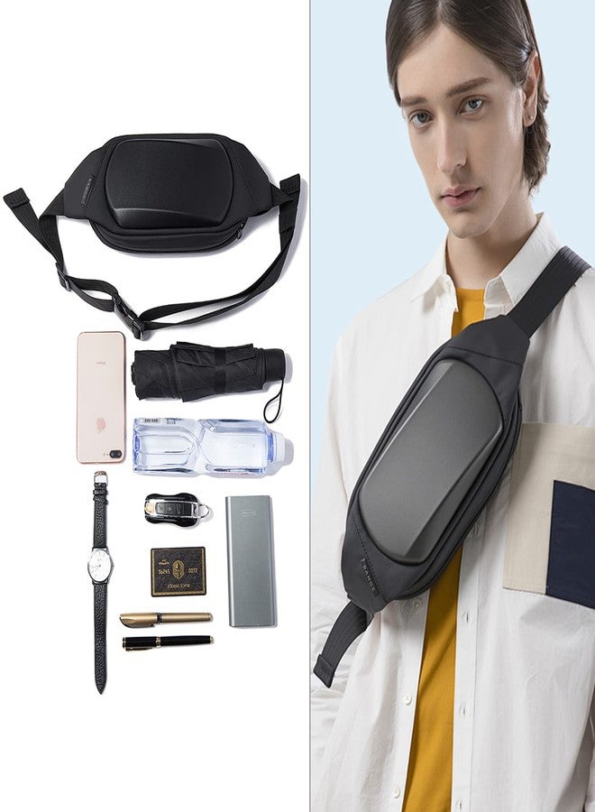 BANGE Water Resistant TPU Unisex Travel Crossbody Sling Bag Chest Pack (Black) - Image 4