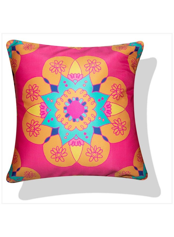 Vendola Decorative Satin 250TC Sofa Cushion Pillow Covers, Multicolor, Set of 5 Ethnic Cushion Covers(Amber,20x20 Inches) - Image 5