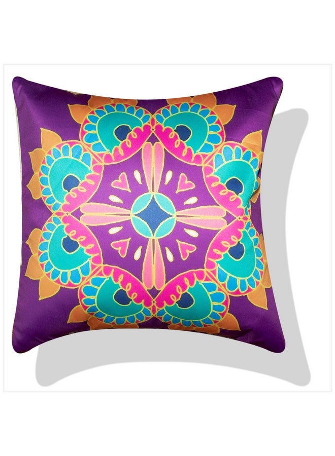 Vendola Decorative Satin 250TC Sofa Cushion Pillow Covers, Multicolor, Set of 5 Ethnic Cushion Covers(Amber,20x20 Inches) - Image 4