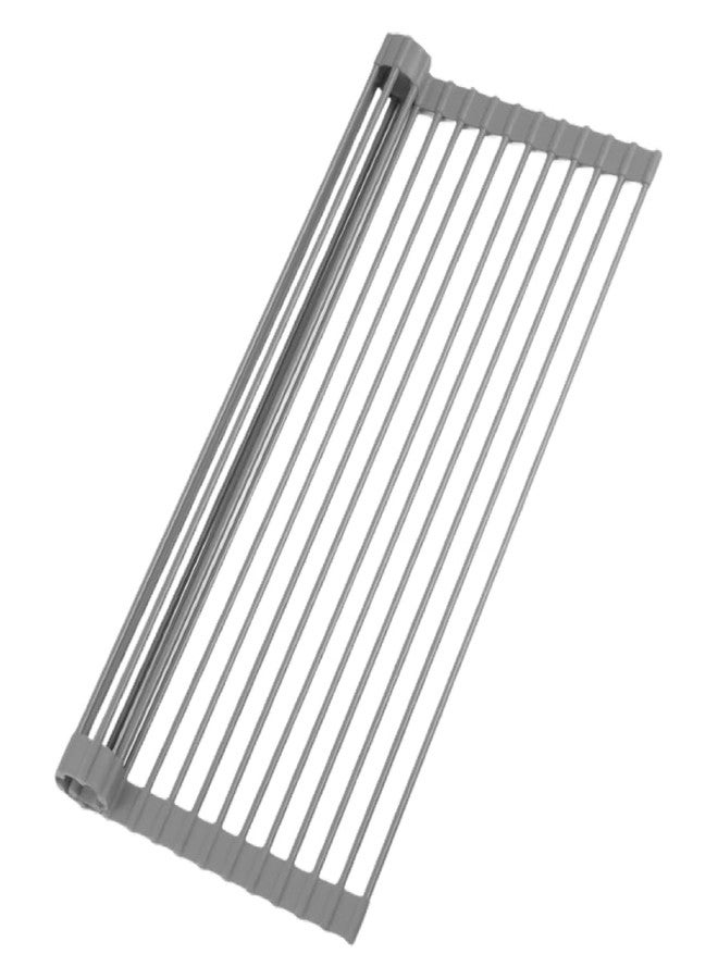 Alark Dish Drying Over The Sink Multipurpose Roll-Up Drying Rack for Foldable Kitchen Sink Accessories Cover Gray Silicon Roll Dish Drying Racks, Fruit Vegetable Utensils Dishwasher Safe [52X34X1CM] - Image 1