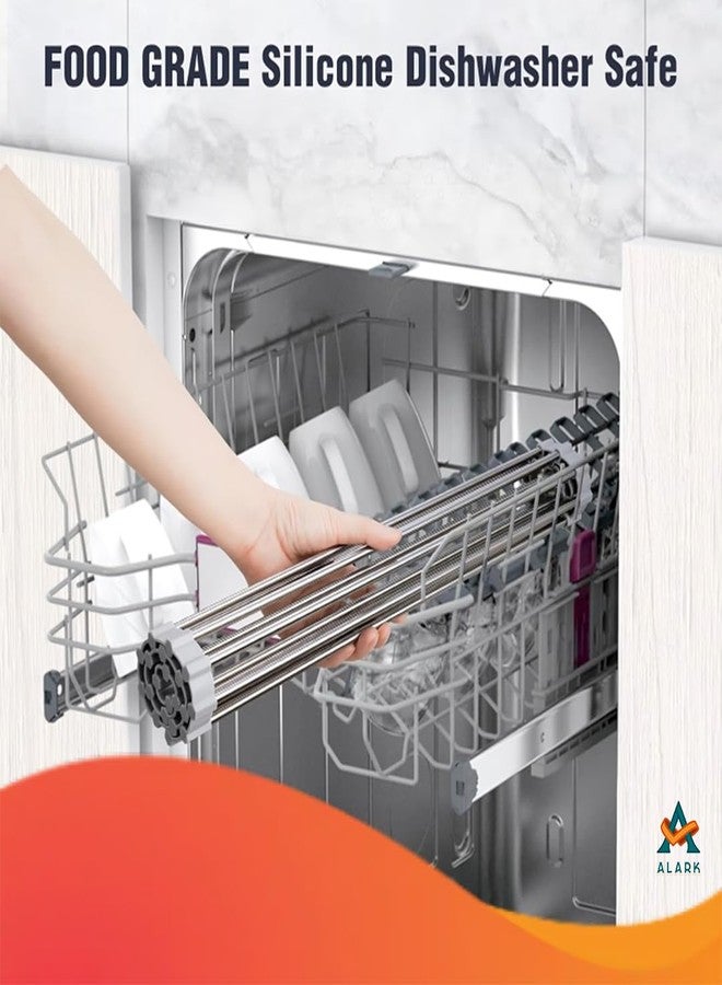 Alark Dish Drying Over The Sink Multipurpose Roll-Up Drying Rack for Foldable Kitchen Sink Accessories Cover Gray Silicon Roll Dish Drying Racks, Fruit Vegetable Utensils Dishwasher Safe [52X34X1CM] - Image 5