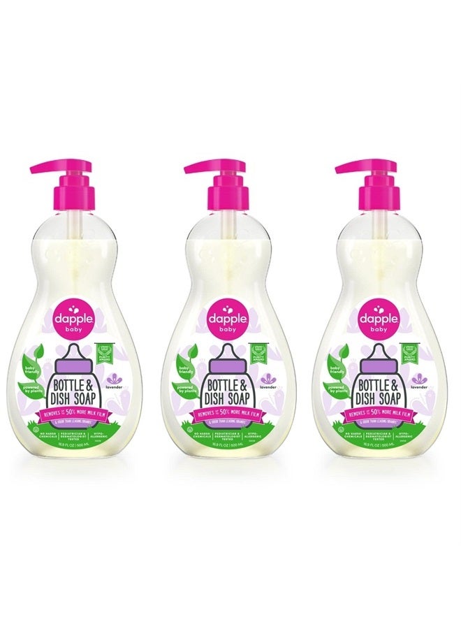 dapple Baby, Bottle and Dish Soap Dish Liquid Plant Based Hypoallergenic 1 Pump Included, Packaging May Vary, Lavender, 16.9 Fl Oz (Pack of 3)  - Image 1