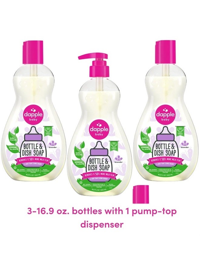 dapple Baby, Bottle and Dish Soap Dish Liquid Plant Based Hypoallergenic 1 Pump Included, Packaging May Vary, Lavender, 16.9 Fl Oz (Pack of 3)  - Image 2