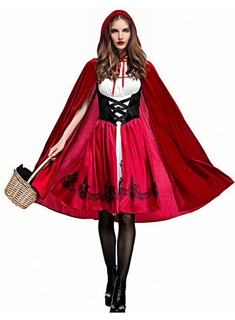 NIBEMINENT Adult women Little Red Riding Hood costume Halloween party cosplay cloak set - Image 1