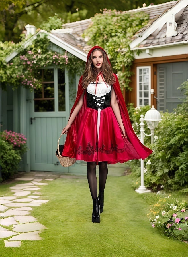 NIBEMINENT Adult women Little Red Riding Hood costume Halloween party cosplay cloak set - Image 2