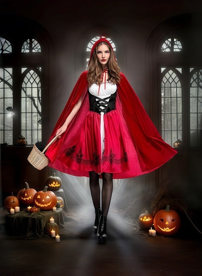 NIBEMINENT Adult women Little Red Riding Hood costume Halloween party cosplay cloak set - Image 5