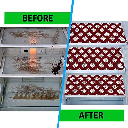 E-Retailer® Waterproof PVC Refrigerator Drawer Mats/Multipurpose Mats/Fridge Mats Set of 6 Pcs (Color-Ethnic Maroon, Size-17.5X11.5 Inches) - Image 5