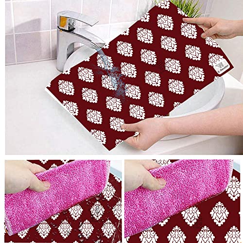 E-Retailer® Waterproof PVC Refrigerator Drawer Mats/Multipurpose Mats/Fridge Mats Set of 6 Pcs (Color-Ethnic Maroon, Size-17.5X11.5 Inches) - Image 4