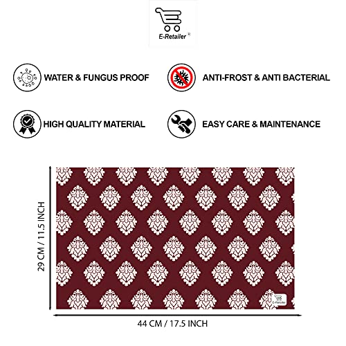 E-Retailer® Waterproof PVC Refrigerator Drawer Mats/Multipurpose Mats/Fridge Mats Set of 6 Pcs (Color-Ethnic Maroon, Size-17.5X11.5 Inches) - Image 3