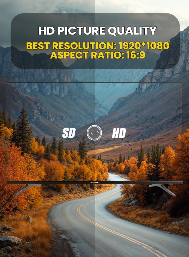 SONASHI 43 Inch HD Smart LED TV – Frameless Design with Remote Control | Wide Viewing Angle 178°/178° that Delivers Bright & Clear Images | 2 USB and 3 HDMI Ports with WIFI and Multi-Language Support SLED-4300HD - Image 3