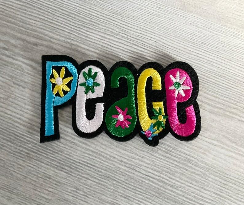 Daily Crafts Daily Crafts 1 Pcs Peace Patch Unique Stylish Design Iron on Patches for Clothing or Birthday Dresses Sew on Repair Patches and Badges  - Image 1