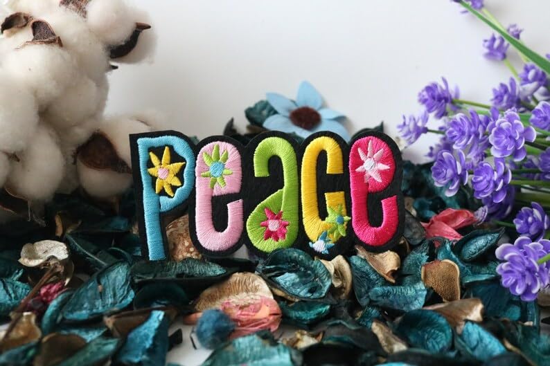 Daily Crafts Daily Crafts 1 Pcs Peace Patch Unique Stylish Design Iron on Patches for Clothing or Birthday Dresses Sew on Repair Patches and Badges  - Image 3