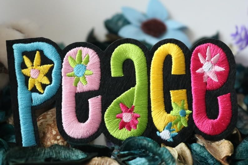 Daily Crafts Daily Crafts 1 Pcs Peace Patch Unique Stylish Design Iron on Patches for Clothing or Birthday Dresses Sew on Repair Patches and Badges  - Image 5
