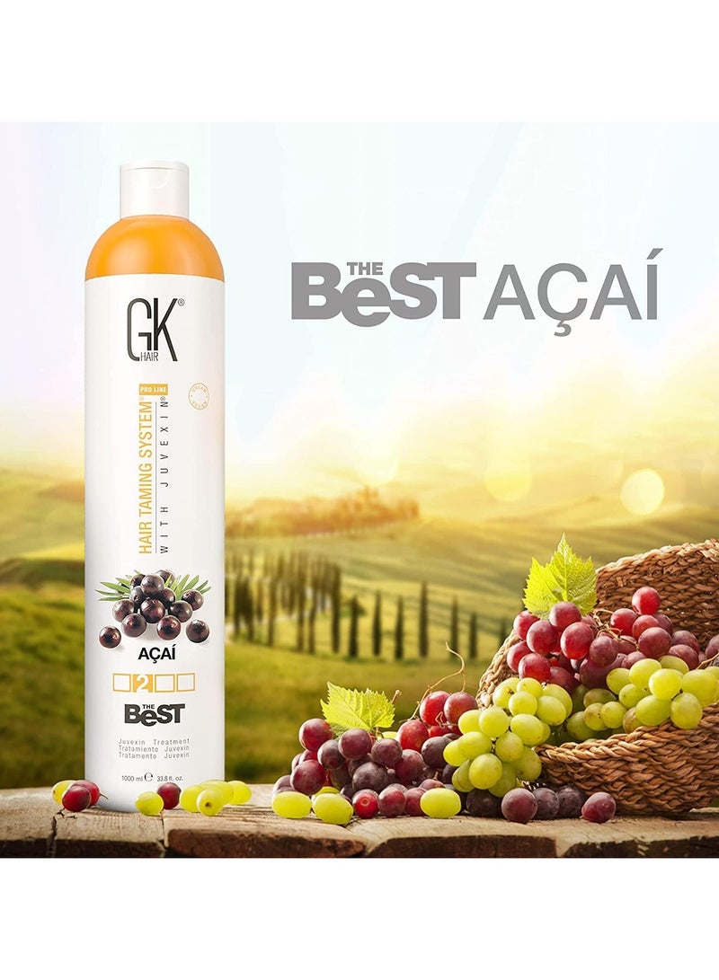 GK Hair The Best ACAI (33.8 Fl Oz/1000ml) Smoothing Keratin Hair Treatment Professional Brazilian Complex Blowout Straightening For Silky Smooth Frizz Free Hair - Image 4