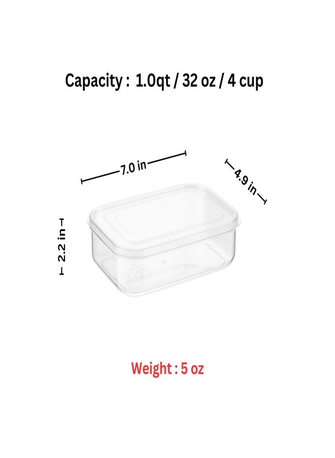 Lustroware Micro Clear Transparent Food Storage Containers with Lids - BPA-Free, Shatterproof, Dishwasher & Microwave Safe, 1.0 qt Stackable Refrigerator Organizer Bins, Made in Japan, Set of 6 - Image 3