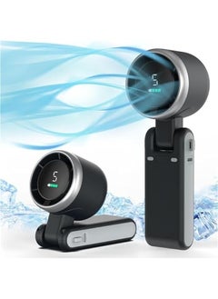 LOOPITYS Portable Handheld Turbo Fan: 5000mAh Battery 5 Gear Wind Personal Fans Hand Fan Portable Rechargeable - 12 Hours Pocket Fan 3 in 1 Hand Held Fan - Portable Fan for Travel Outdoor Indoor (Black)  - Image 2