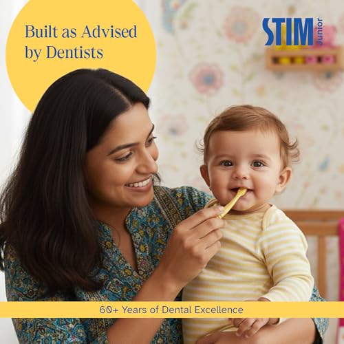 STIM Junior Toddler Kit | 2 in 1 Toothbrush & Tongue Brush | BPA Free Silicone Bristle | 6 to 24 Months | Protective Case | Muslin Cloth | Safe & Baby Friendly | Great For Massaging & Cleaning Gums - Image 5