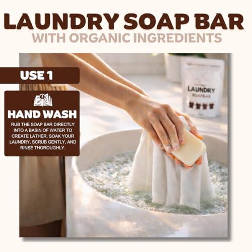 Kelebs Natural Laundry Soap Bar for Sensitive Skin with Organic Coconut - Delicate Laundry Stain Remover for Clothes, Underwear, Collar - Gentle Baby Laundry Soap | 7 Bars - Image 4