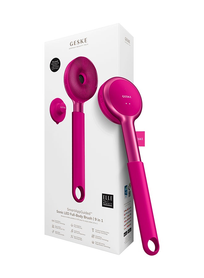 جيسكي فرشاة سونيك  لكامل الجسم | جهاز تنظيف ذكي للجسم بـ  وظائف مع فرشاة سيليكون وعلاج الضوء الأحمر لمكافحة الشيخوخة - يقلل التجاعيد، ينعم ويخفف حب الشباب في الظهر - ماجنتا - Image 1