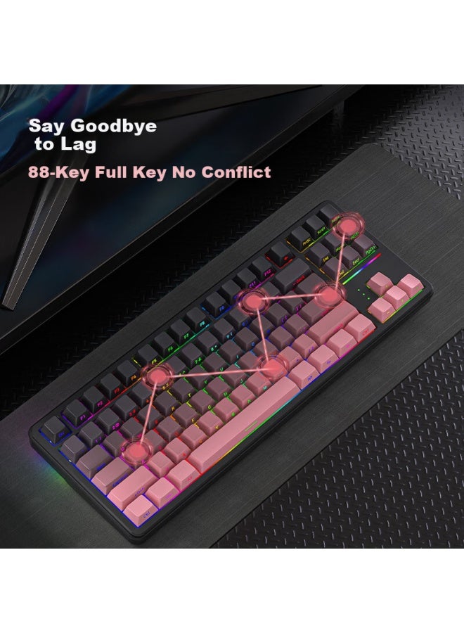 Langtu T88 Blackberry Tri-mode Side-engraved Custom Mechanical Keyboard For Gaming, Office, Wired, Wireless, Bluetooth Keyboard With 1000mah Battery And Blue Switch - Image 4