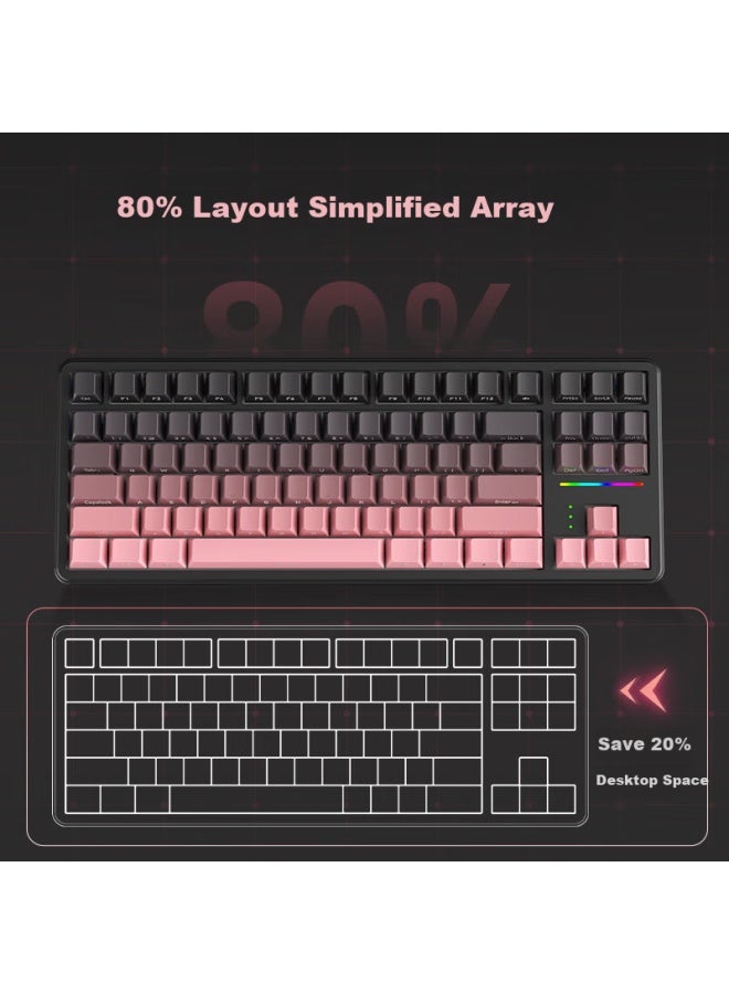 Langtu T88 Blackberry Tri-mode Side-engraved Custom Mechanical Keyboard For Gaming, Office, Wired, Wireless, Bluetooth Keyboard With 1000mah Battery And Blue Switch - Image 3
