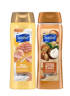Suave Suave Body Wash Variety 2-Pack, Milk & Honey + Cocoa Butter & Shea – Gentle Body Washes with Sweet Blend Oil Essence, 18 Oz Ea  - Image 1