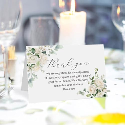 HiABNRT 50 Funeral Thank You Cards with Envelopes 4×6 in Floral Thank You Cards Bereavement Cards Bulk Sympathy Cards for Funeral Family Friends Loved Ones Celebration of Life - Image 4