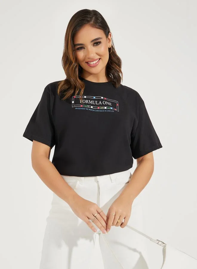 Styli Boxy Fit Formula One Graphic T-Shirt