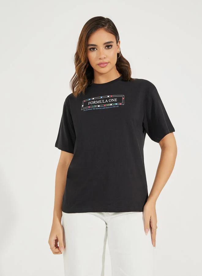 Styli Boxy Fit Formula One Graphic T-Shirt