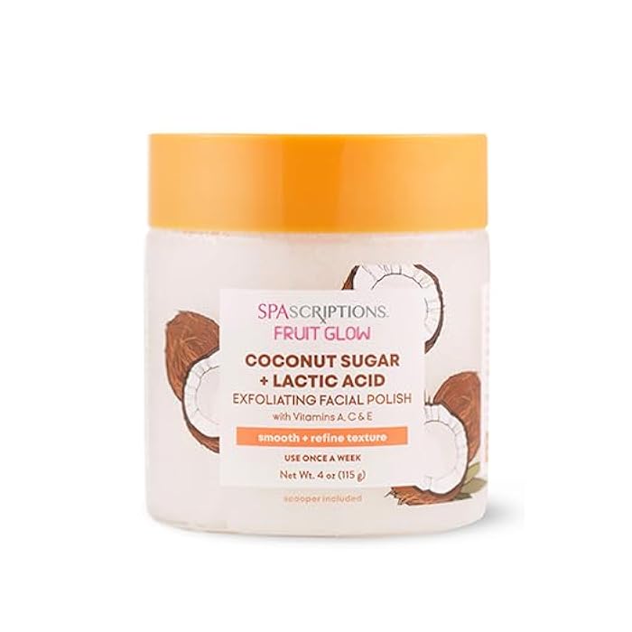 spascriptions Fruit Glow- Coconut Sugar + Lactic Acid Exfoliating Facial Polish With Vitamins A, C & E 4 Oz - Image 1