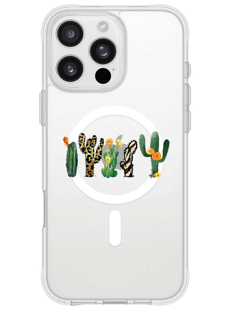 Theodor iPhone 16 Pro Max Magsafe Magnetic Case for iPhone Compatible with Wireless Charging, Shockproof Phone Bumper Cover - cactus - Image 1