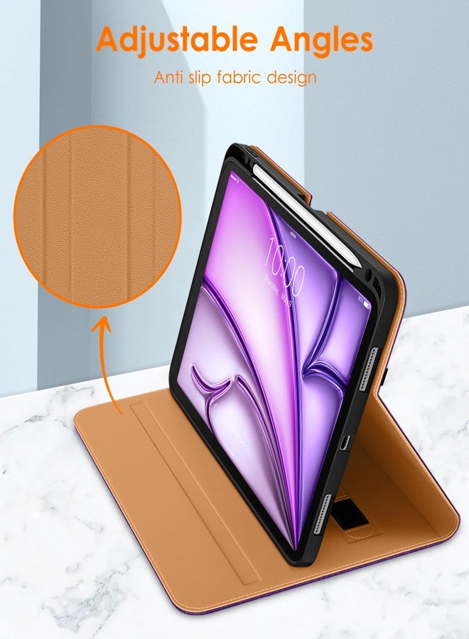 دتو جراب DTTO لجهاز iPad Air مقاس 11 بوصة، طراز M3/M2 (2025/2024)، متوافق مع iPad Air الجيل الخامس/الرابع (2022/2020)، غطاء فاخر من الجلد الطبيعي مع حامل قلم - خاصية التشغيل/الإيقاف التلقائي، لون بنفسجي داكن - Image 4
