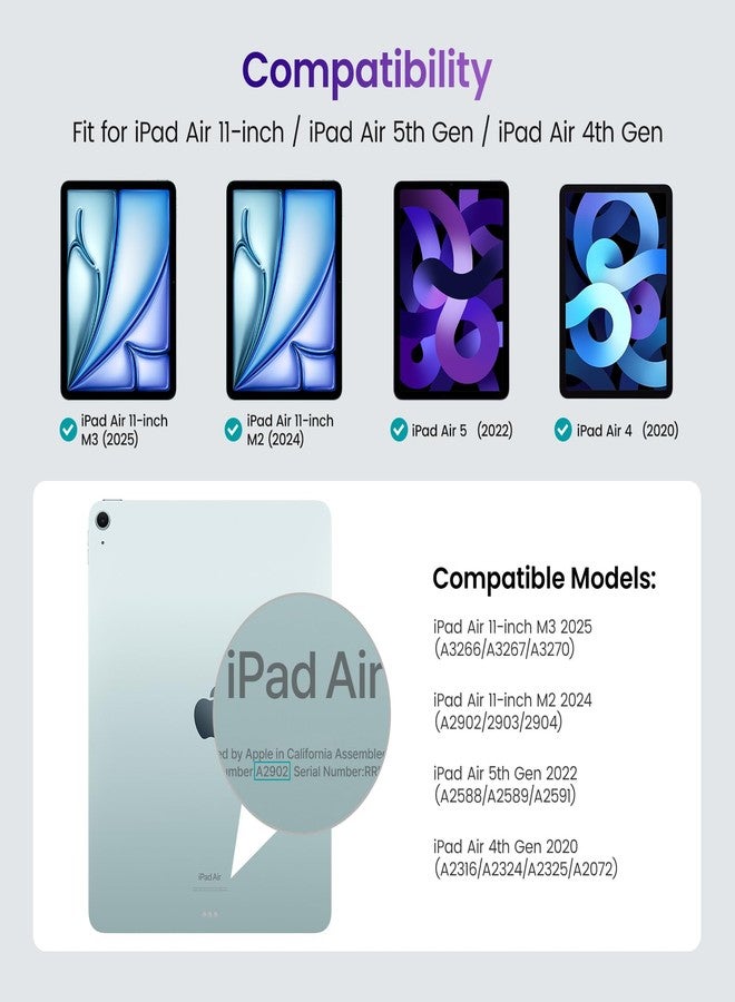 دتو جراب DTTO لجهاز iPad Air مقاس 11 بوصة، طراز M3/M2 (2025/2024)، متوافق مع iPad Air الجيل الخامس/الرابع (2022/2020)، غطاء فاخر من الجلد الطبيعي مع حامل قلم - خاصية التشغيل/الإيقاف التلقائي، لون بنفسجي داكن - Image 2