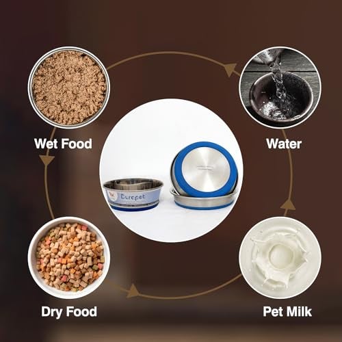 Durapet Non-Skid Stainless Steel Food & Water Bowl – Rust-Resistant Durable Pet Feeding Bowl with Anti-Slip Base, Hygienic & Easy to Clean, Dishwasher Safe, 250ml - Image 4