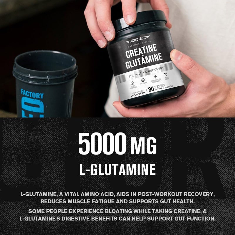 Jacked Factory Creatine  Glutamine  Creatine Supplement with LGlutamine for Muscle Recovery Muscle Growth Increased Strength Enhanced Energy Output and Gut Health  30 Servings Unflavored - Image 4