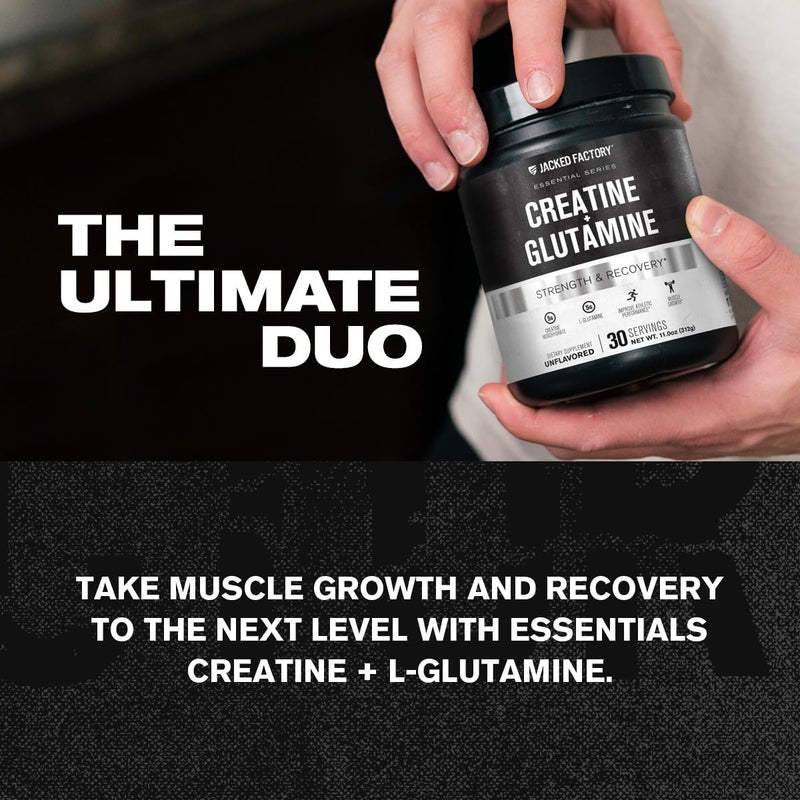 Jacked Factory Creatine  Glutamine  Creatine Supplement with LGlutamine for Muscle Recovery Muscle Growth Increased Strength Enhanced Energy Output and Gut Health  30 Servings Unflavored - Image 2