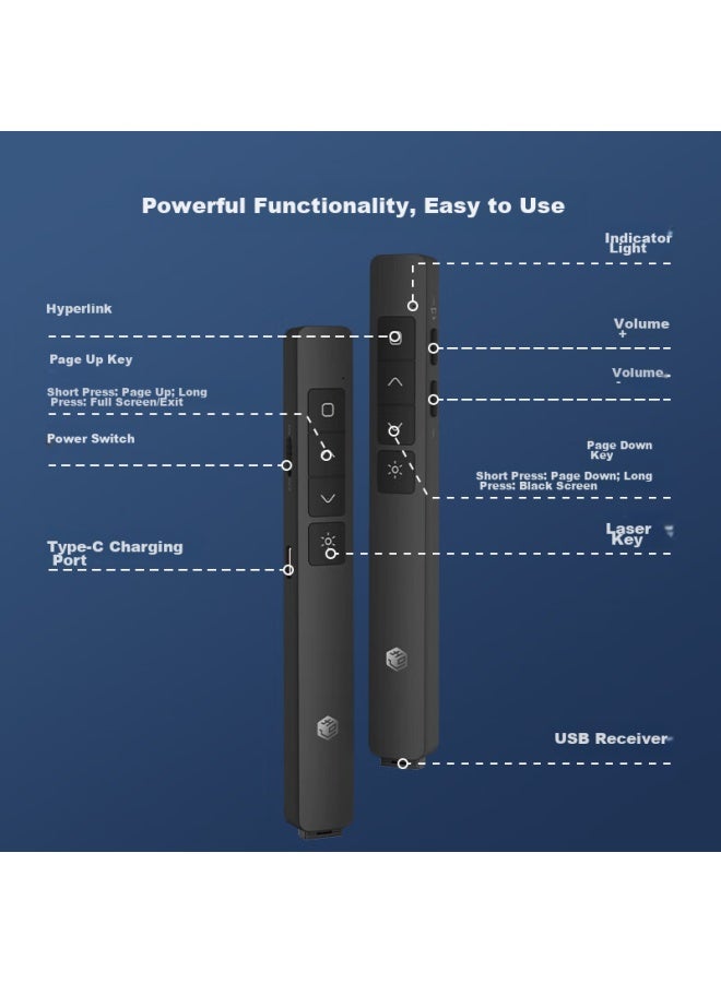 JD.com Jd Original Laser Page-turning Pen With 360-degree Control, Teacher's Ppt Projection Presentation Courseware Laser Pointer, Wireless Presentation Electronic Teaching Pointer Suitable For Led Screens [green Light Rechargeable Model] - Image 4
